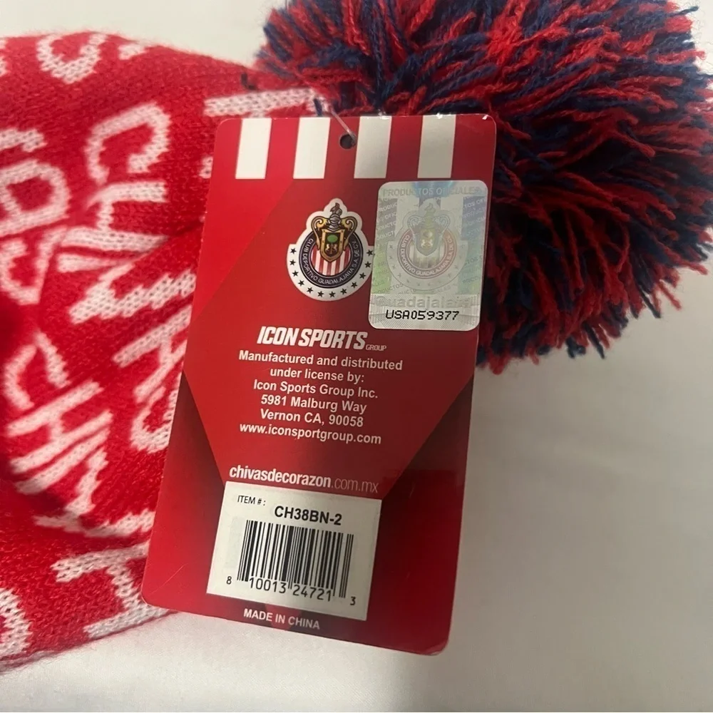 Icon Sports Chivas Unisex Pom Pom Winter Soccer Beanie Official Merchandise NWT